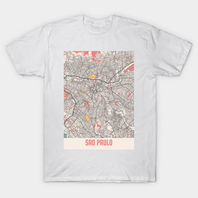 Sao Paulo - Brazil Chalk City Map T-Shirt by tienstencil